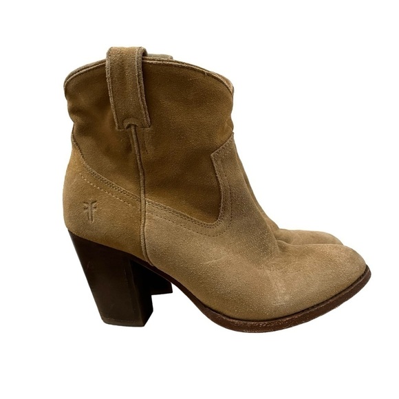 Frye Shoes - Frye Ilana Beige Suede Leather Western Ankle Boot 7.5